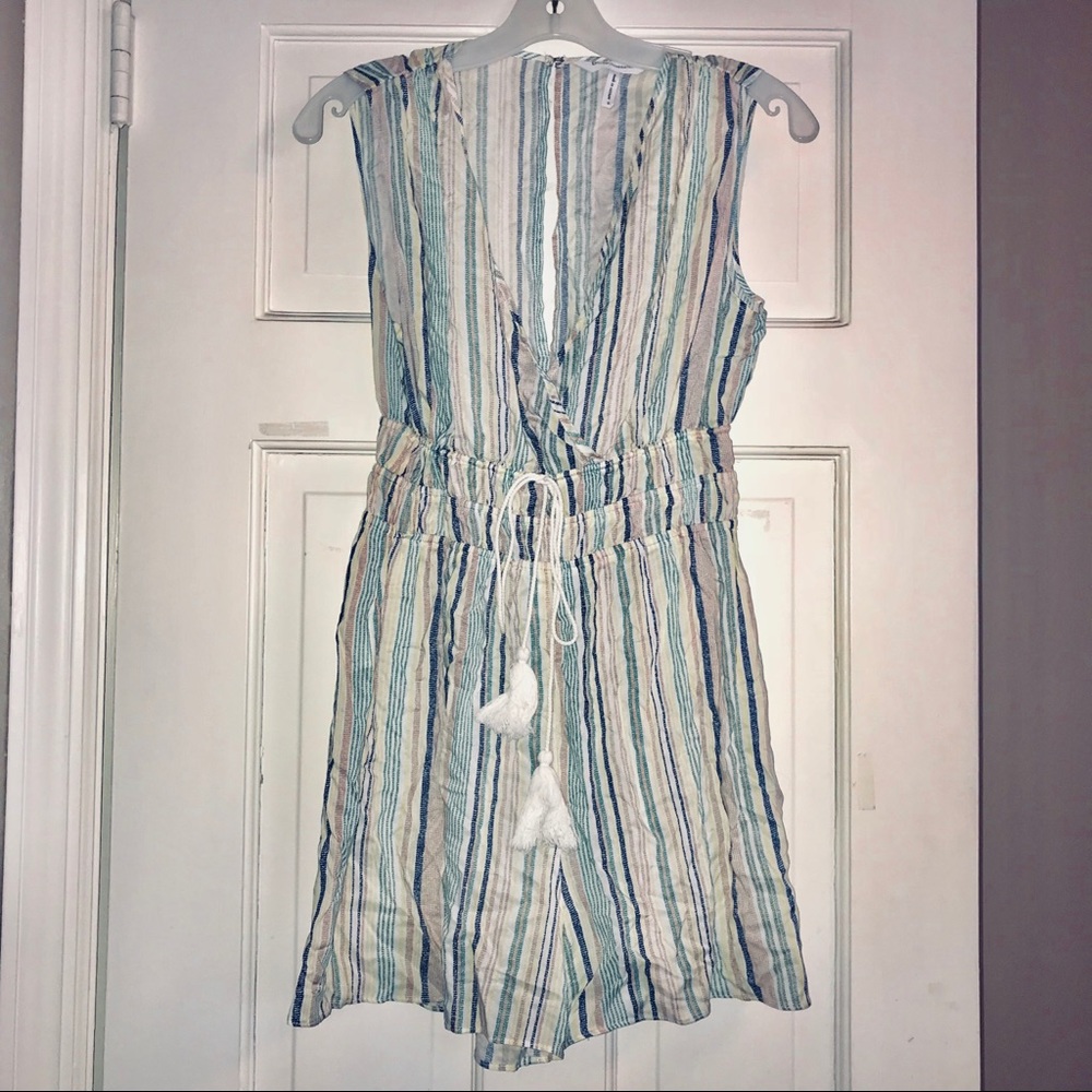 BCBG Striped Romper with Drawstring waist Size S